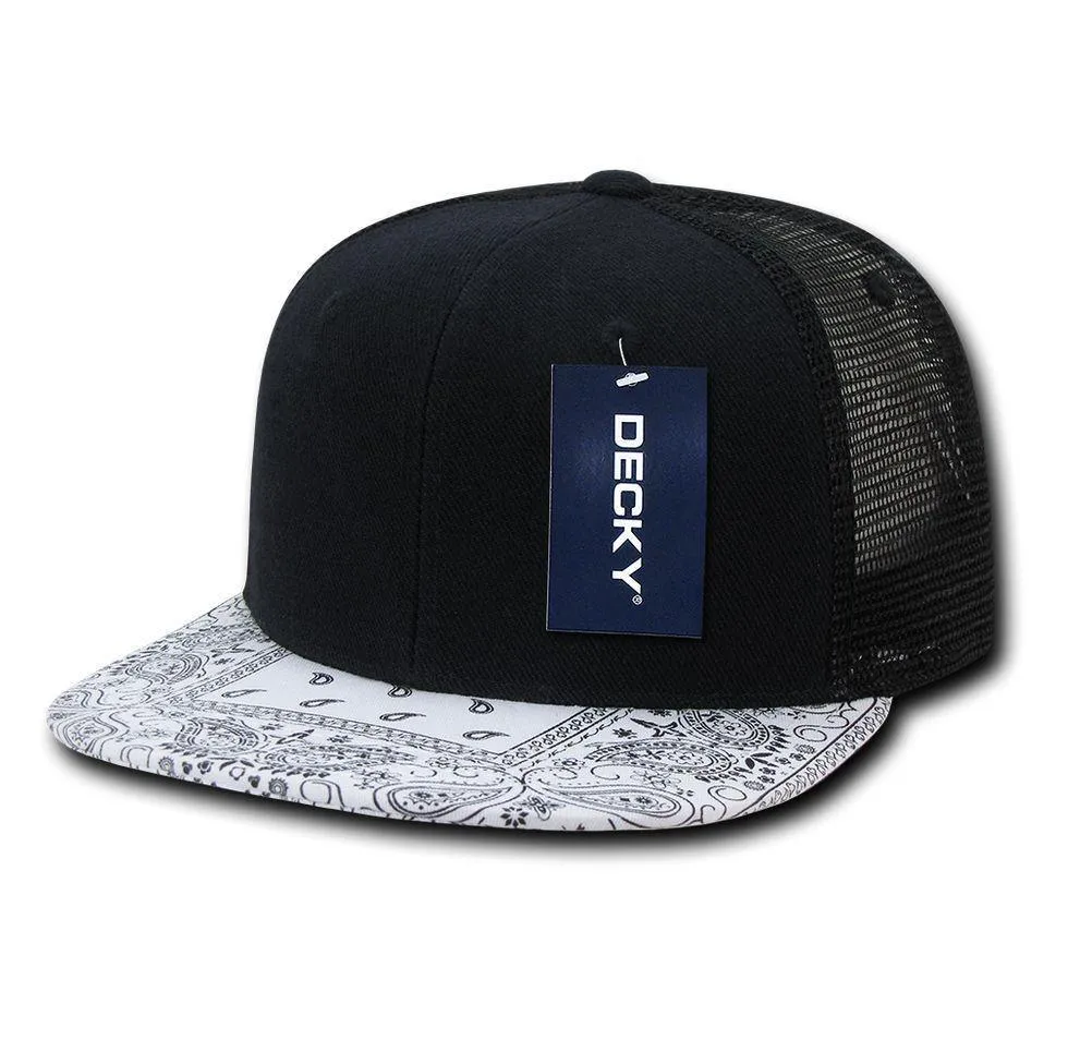 1 Dozen Decky 6 Panel Flat Bill Bandana Trucker Hats Caps Wholesale Lots!!