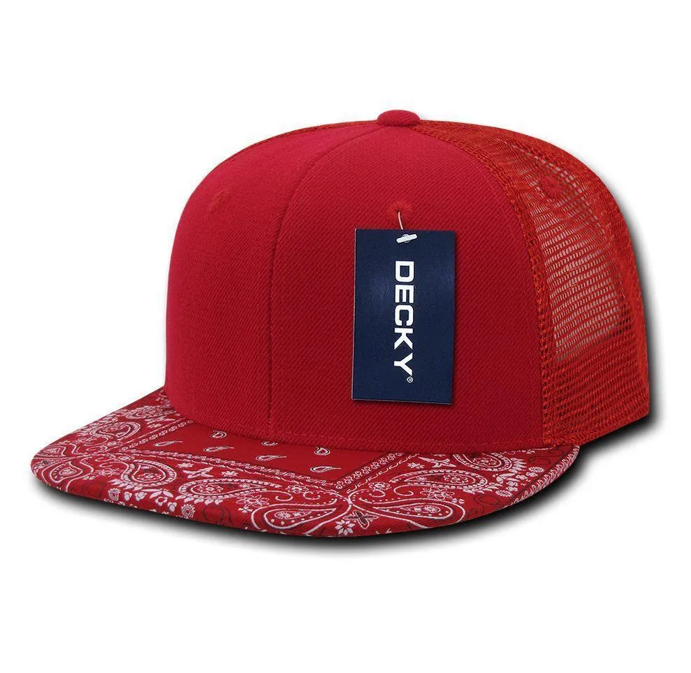 1 Dozen Decky 6 Panel Flat Bill Bandana Trucker Hats Caps Wholesale Lots!!