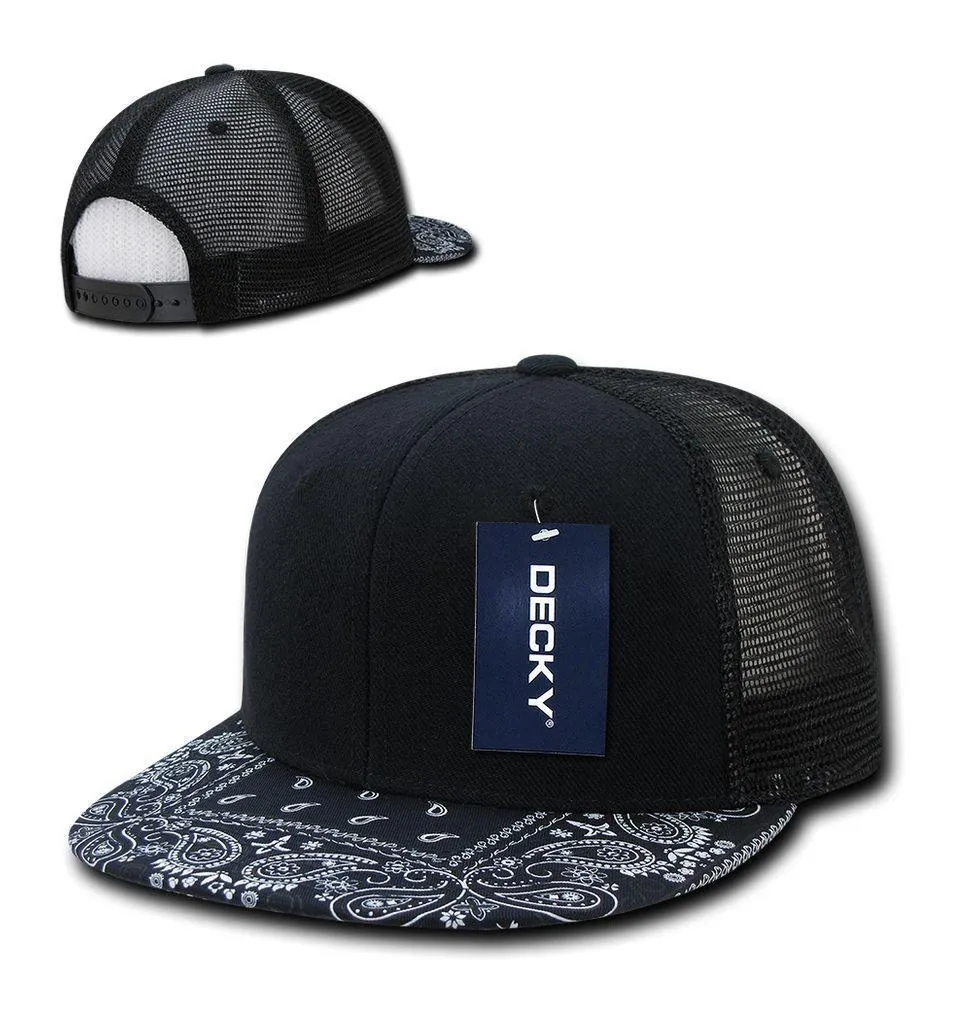1 Dozen Decky 6 Panel Flat Bill Bandana Trucker Hats Caps Wholesale Lots!!