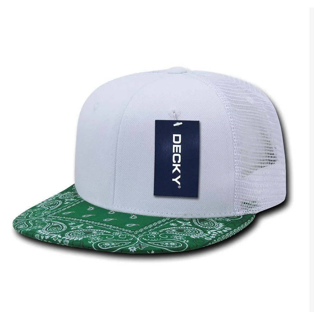 1 Dozen Decky 6 Panel Flat Bill Bandana Trucker Hats Caps Wholesale Lots!!
