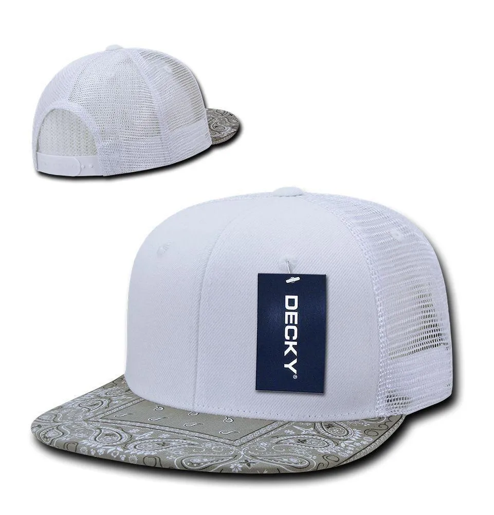 1 Dozen Decky 6 Panel Flat Bill Bandana Trucker Hats Caps Wholesale Lots!!