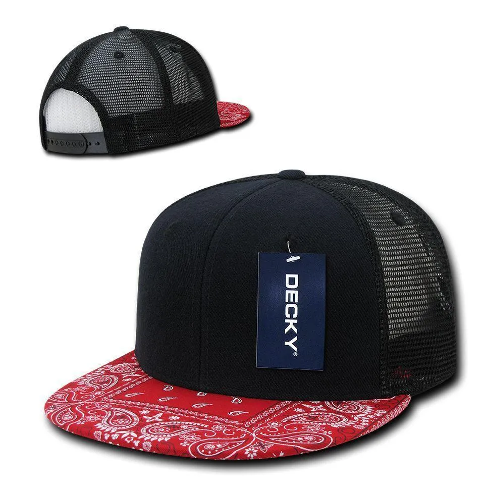 1 Dozen Decky 6 Panel Flat Bill Bandana Trucker Hats Caps Wholesale Lots!!