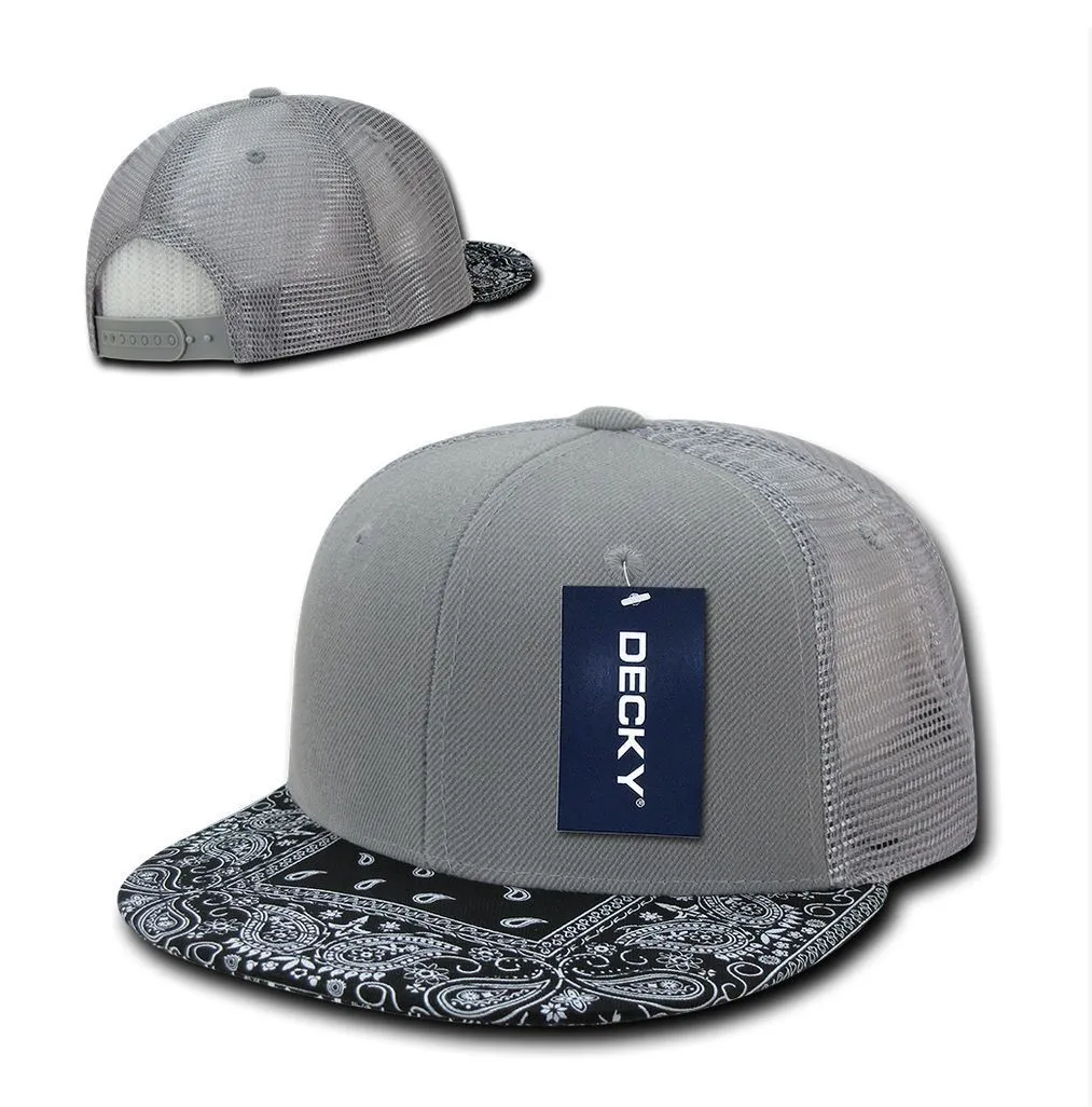 1 Dozen Decky 6 Panel Flat Bill Bandana Trucker Hats Caps Wholesale Lots!!