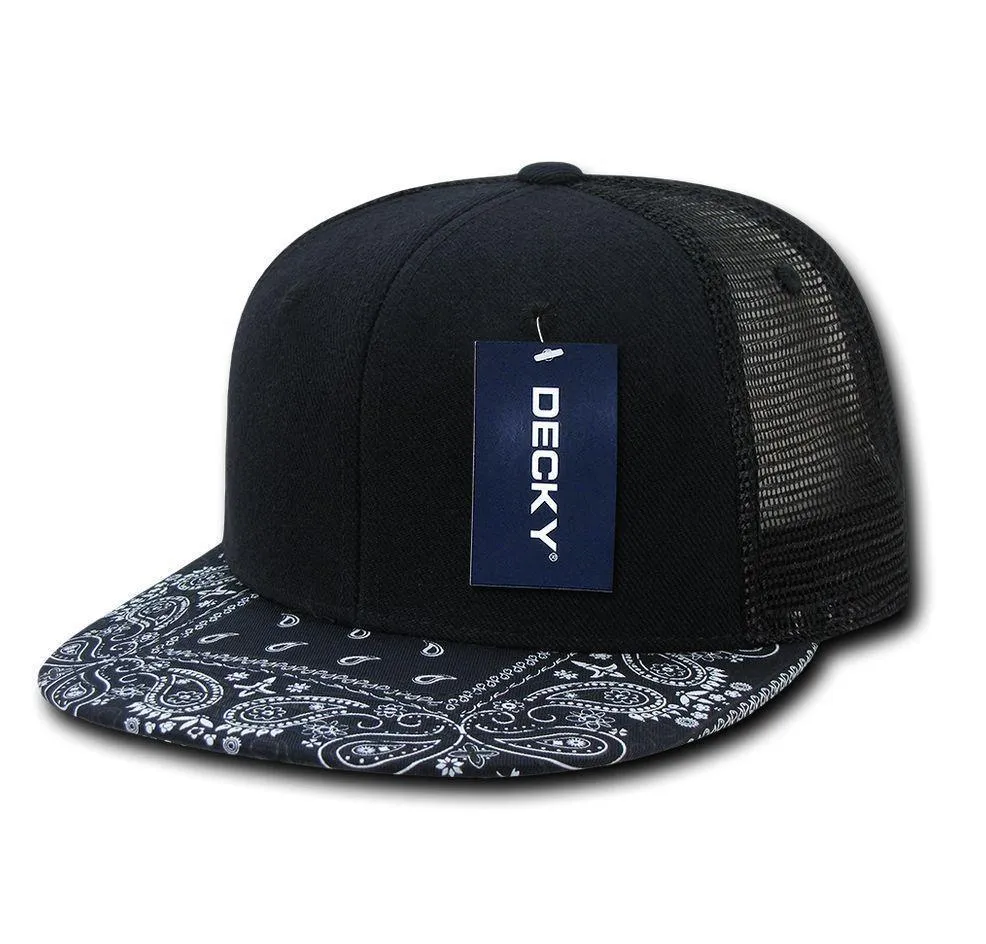 1 Dozen Decky 6 Panel Flat Bill Bandana Trucker Hats Caps Wholesale Lots!!