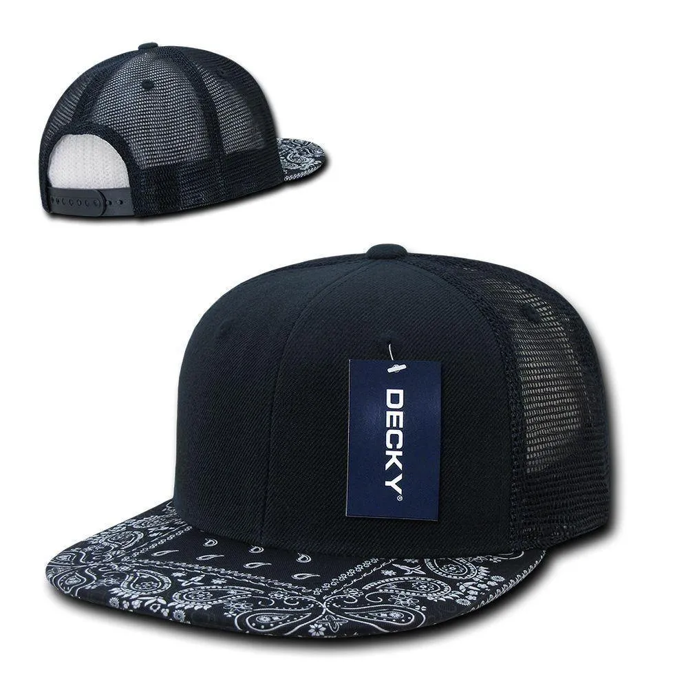 1 Dozen Decky 6 Panel Flat Bill Bandana Trucker Hats Caps Wholesale Lots!!