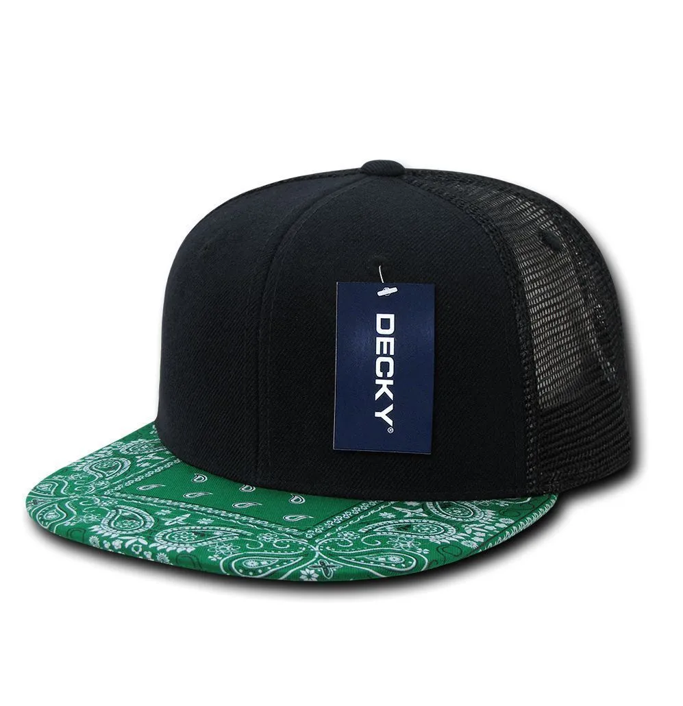 1 Dozen Decky 6 Panel Flat Bill Bandana Trucker Hats Caps Wholesale Lots!!