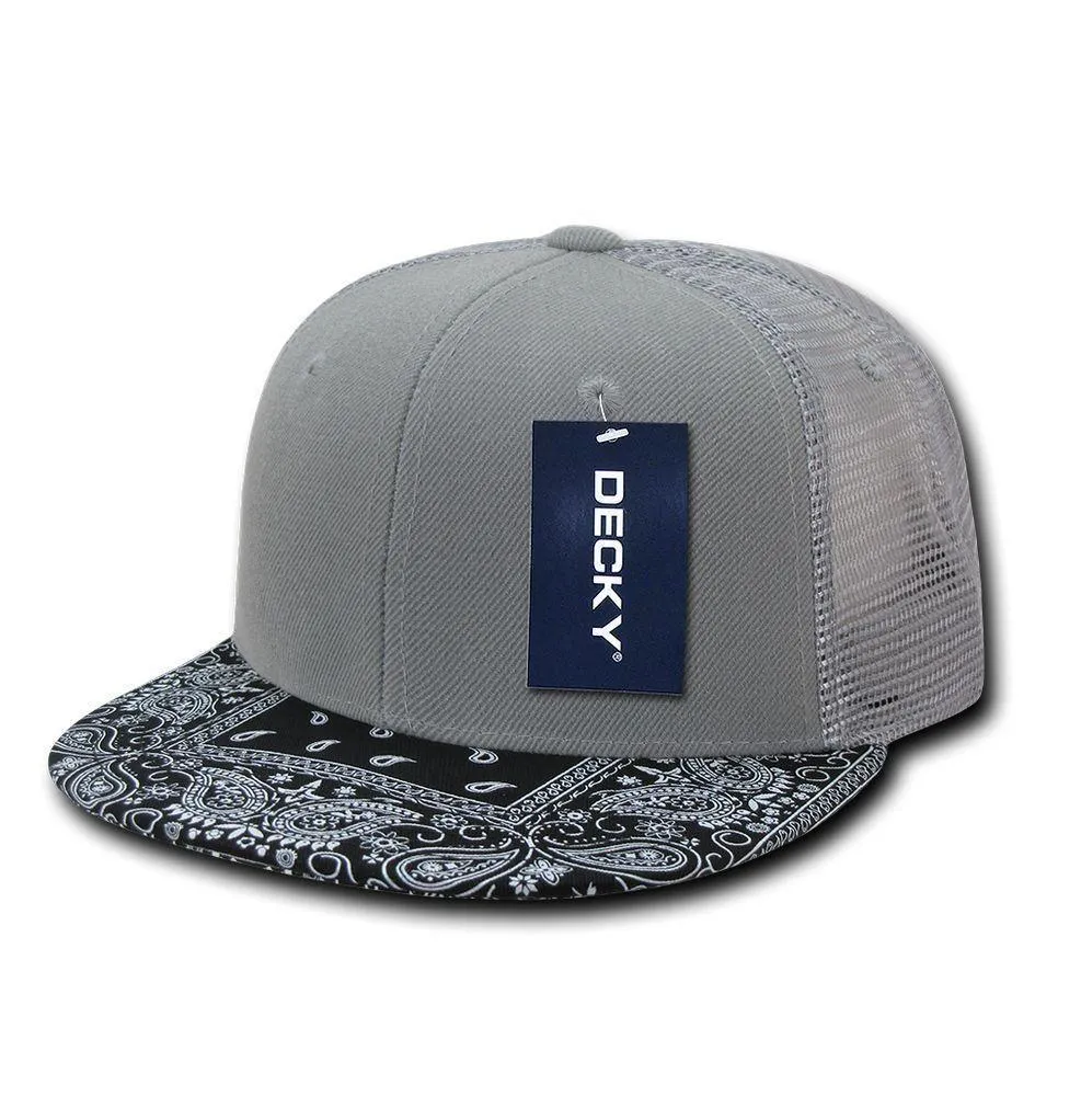 1 Dozen Decky 6 Panel Flat Bill Bandana Trucker Hats Caps Wholesale Lots!!