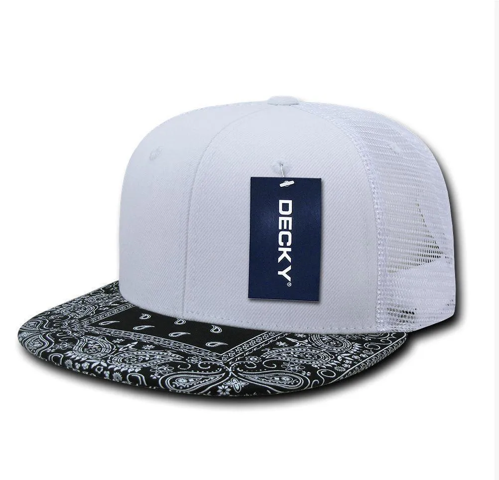 1 Dozen Decky 6 Panel Flat Bill Bandana Trucker Hats Caps Wholesale Lots!!