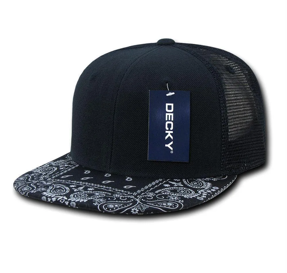 1 Dozen Decky 6 Panel Flat Bill Bandana Trucker Hats Caps Wholesale Lots!!