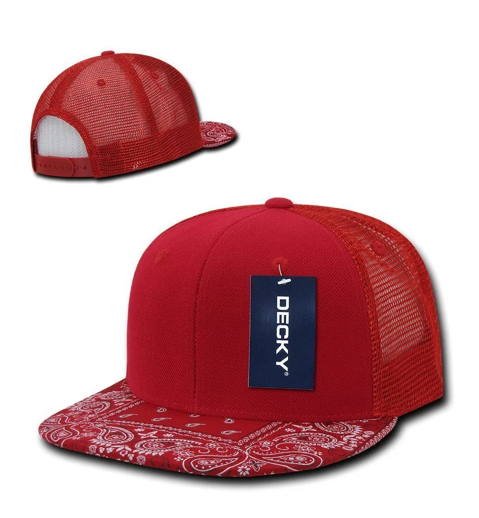 1 Dozen Decky 6 Panel Flat Bill Bandana Trucker Hats Caps Wholesale Lots!!