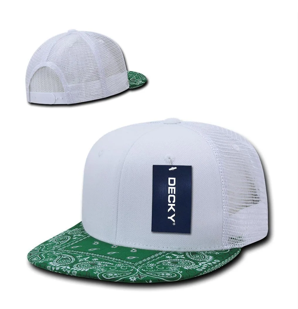 1 Dozen Decky 6 Panel Flat Bill Bandana Trucker Hats Caps Wholesale Lots!!