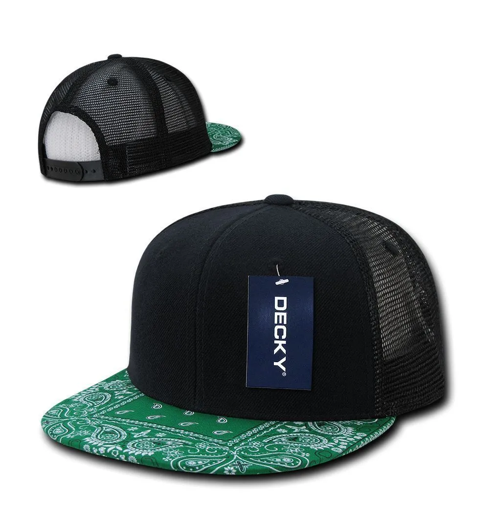 1 Dozen Decky 6 Panel Flat Bill Bandana Trucker Hats Caps Wholesale Lots!!