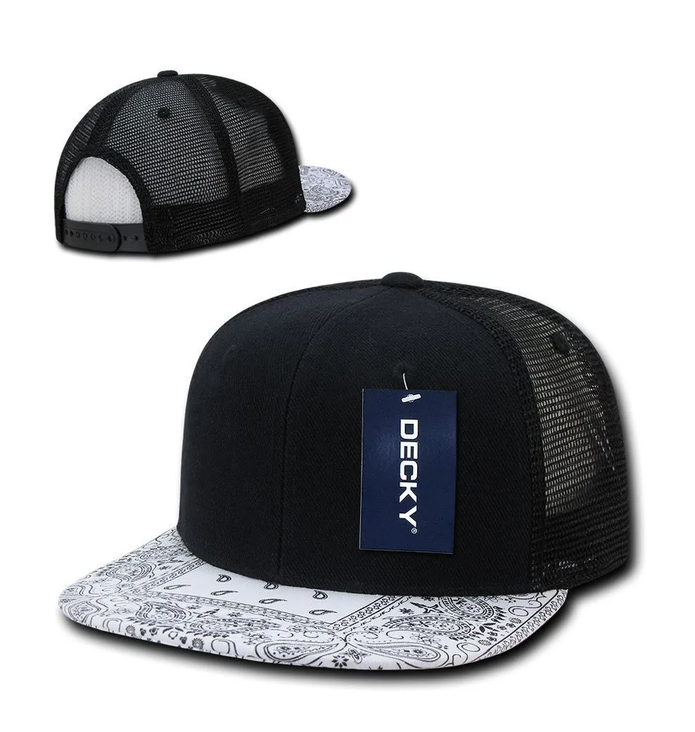 1 Dozen Decky 6 Panel Flat Bill Bandana Trucker Hats Caps Wholesale Lots!!