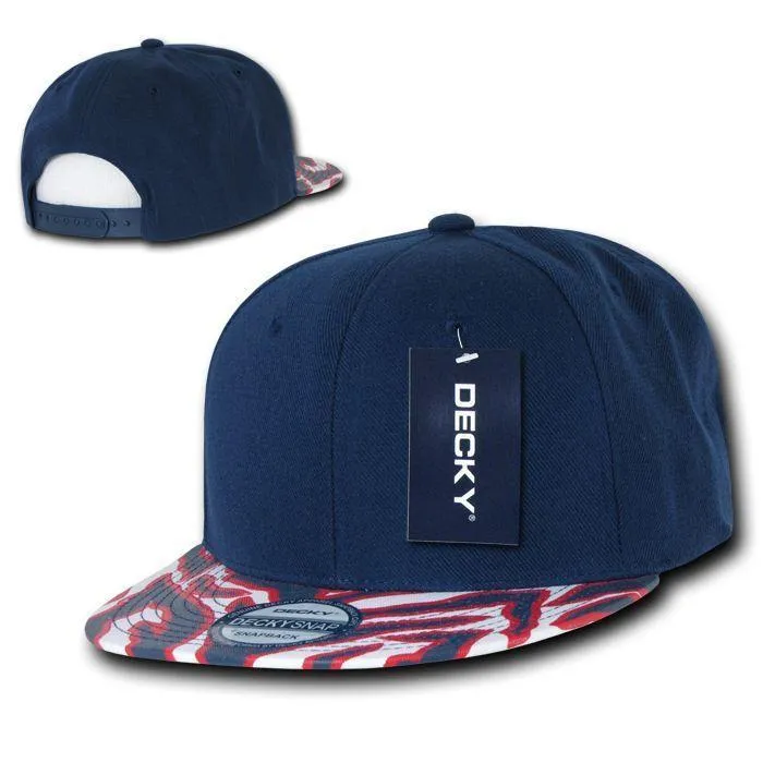 1 Dozen Decky Ziger Zebra Animal Two Tone Print Flat Bill Hats Caps Baseball Wholesale Bulk