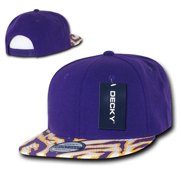 1 Dozen Decky Ziger Zebra Animal Two Tone Print Flat Bill Hats Caps Baseball Wholesale Bulk