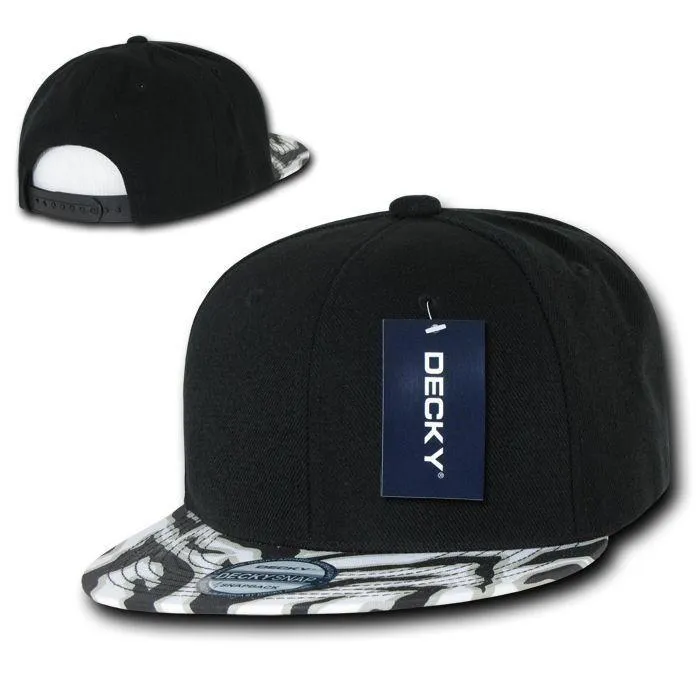 1 Dozen Decky Ziger Zebra Animal Two Tone Print Flat Bill Hats Caps Baseball Wholesale Bulk