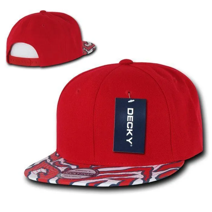 1 Dozen Decky Ziger Zebra Animal Two Tone Print Flat Bill Hats Caps Baseball Wholesale Bulk