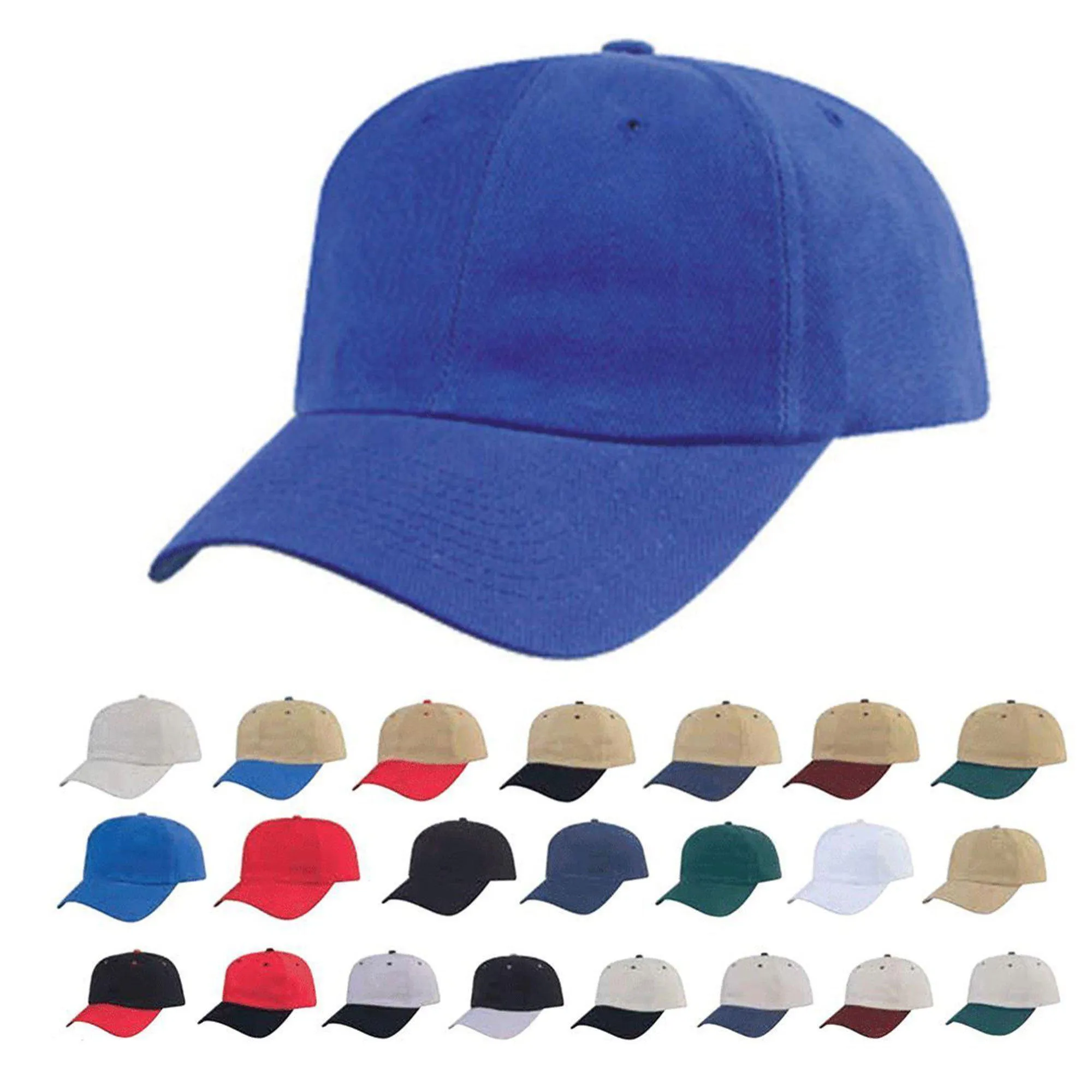 1 Dozen Heavy Brushed Cotton Low Crown 6 Panel Baseball Hats Caps Wholesale Bulk
