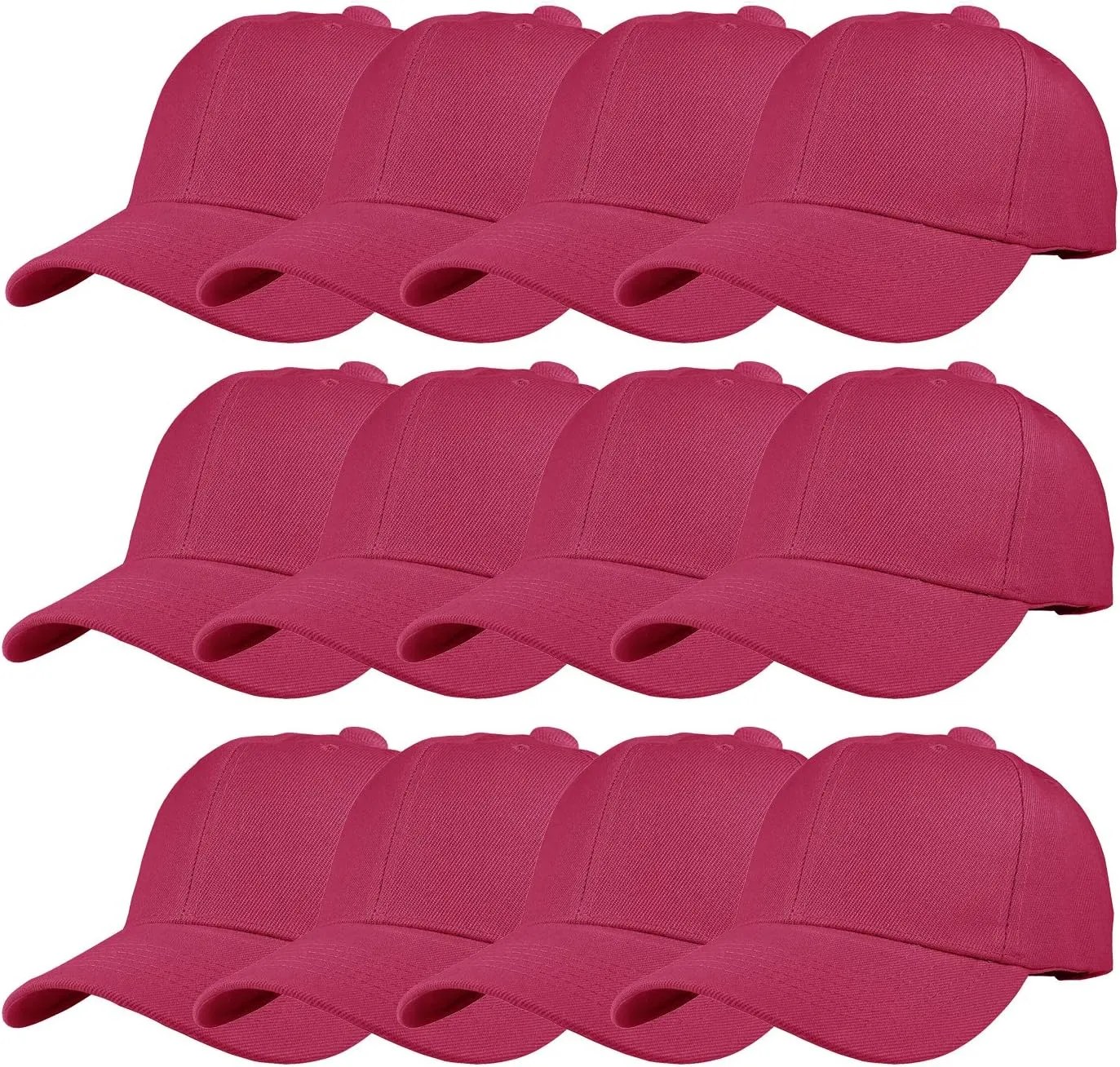 12 Pack Wholesale Unisex Plain Solid Color Adjustable Baseball Caps Hats