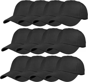 12 Pack Wholesale Unisex Plain Solid Color Adjustable Baseball Caps Hats
