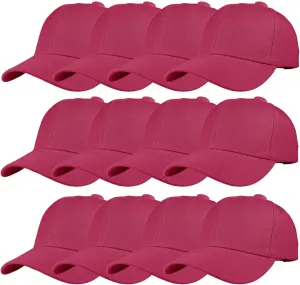 12 Pack Wholesale Unisex Plain Solid Color Adjustable Baseball Caps Hats