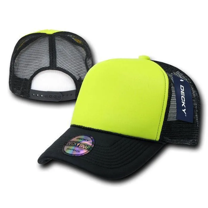 15 Lot Decky Blank Foam Neon Mesh Trucker Hats Caps Snapback Wholesale Bulk
