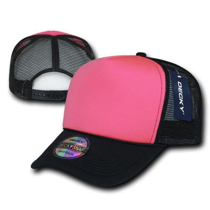 15 Lot Decky Blank Foam Neon Mesh Trucker Hats Caps Snapback Wholesale Bulk