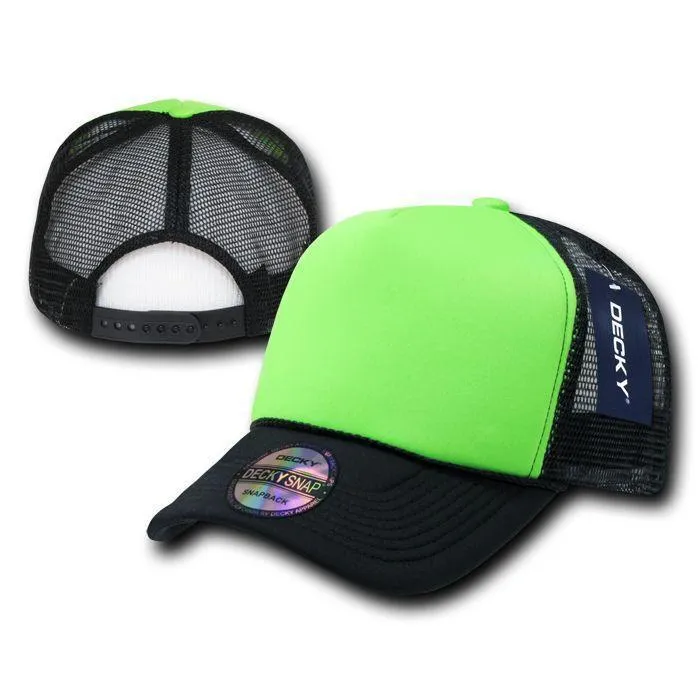 15 Lot Decky Blank Foam Neon Mesh Trucker Hats Caps Snapback Wholesale Bulk