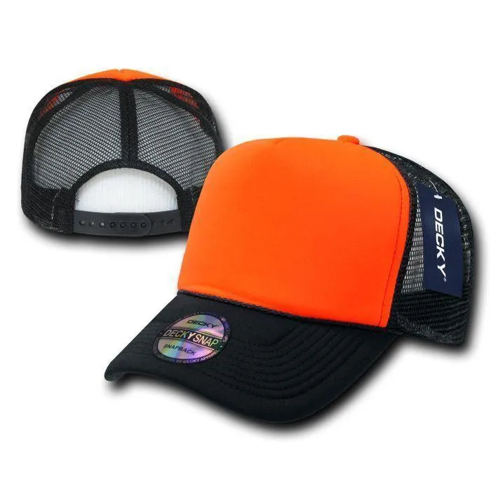 15 Lot Decky Blank Foam Neon Mesh Trucker Hats Caps Snapback Wholesale Bulk