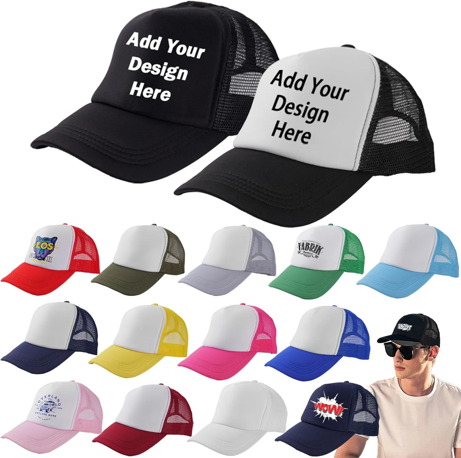 15 Pack Sublimation Blanks Trucker Hats Bulk Bulk Wholesale Mesh Baseball Cap DIY Custom Hats for Men Women