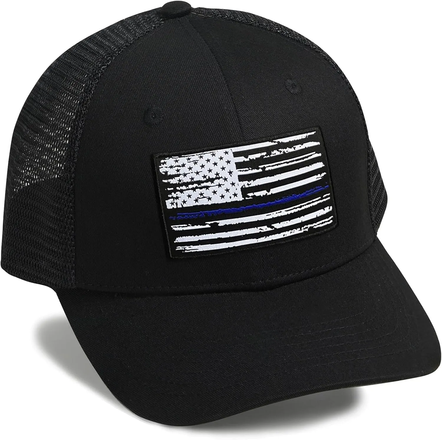 American Flag Hat, Baseball Cap for Men Women, Adjustable Snapback Hats USA Flag Trucker Hat Black