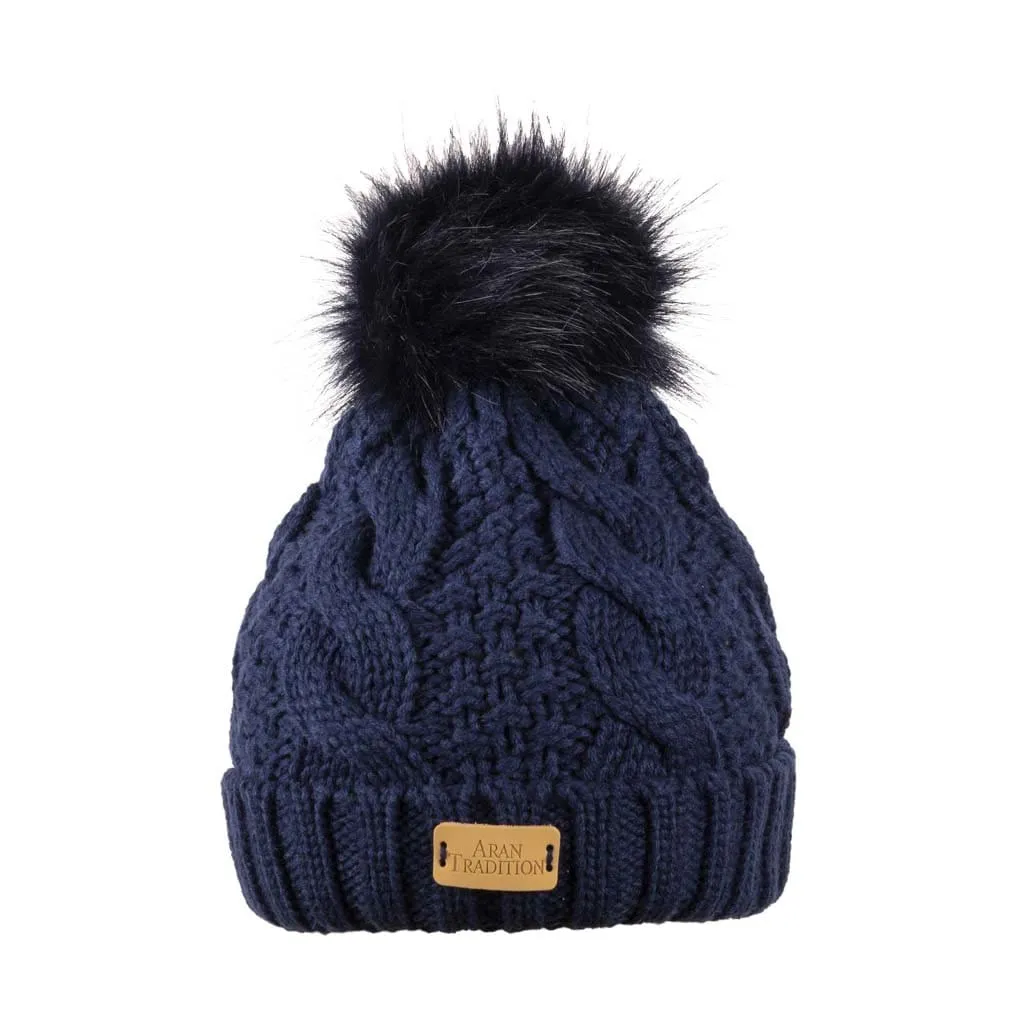 Aran Cable Pom Pom Hat