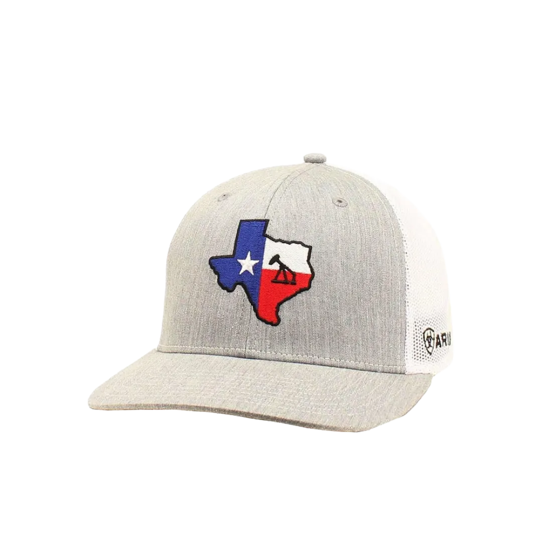 Ariat M&F Grey Texas Flag Oil Derrick Mesh Cap