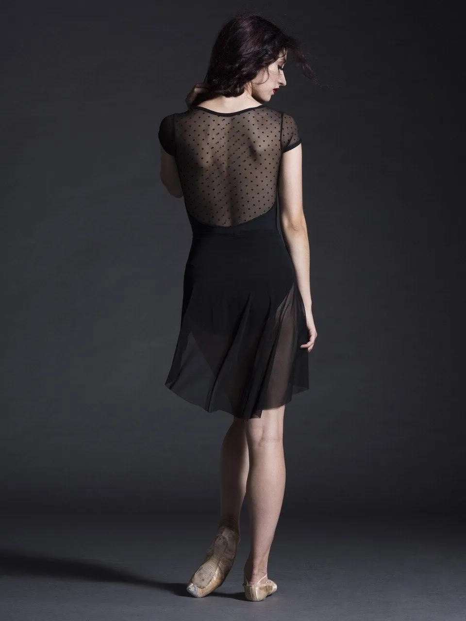 Asymmetrical Short Skirt Black Mesh RTW