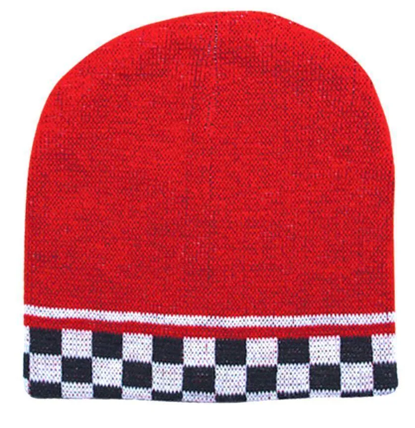 Auto Racing Flag Checkers Warm Winter Beanies Hats Caps Unisex