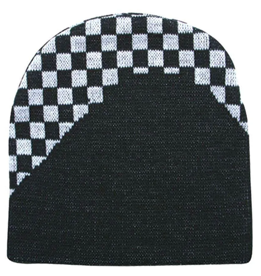 Auto Racing Flag Checkers Warm Winter Beanies Hats Caps Unisex