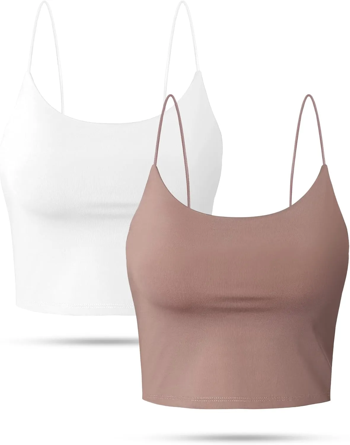 Buauty 2 & 4 Packs Crop Tank Top for Women, Basic Solid Cropped Double Layer Spaghetti Strap Short Sleeveless Camisole