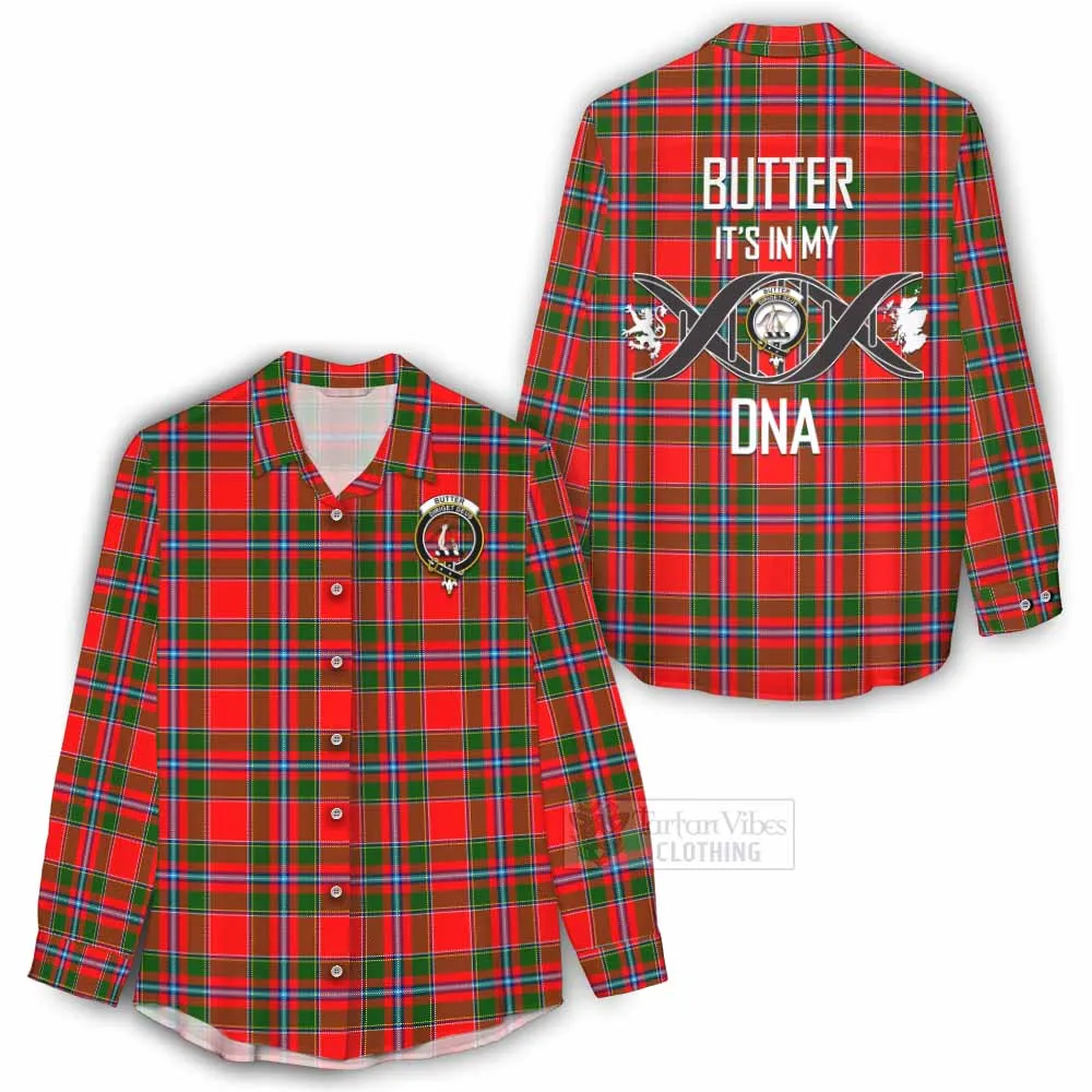 Butter Tartan Women's Casual Shirt with Family Crest DNA In Me Style