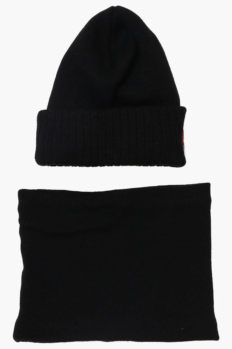 Canada Weather Gear Plush Lined Gaiter Hat Set - Black