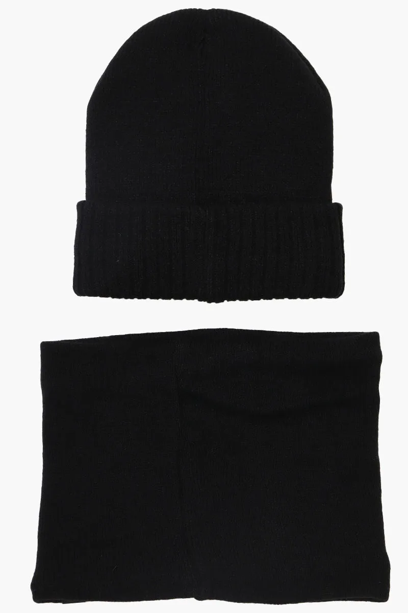 Canada Weather Gear Plush Lined Gaiter Hat Set - Black