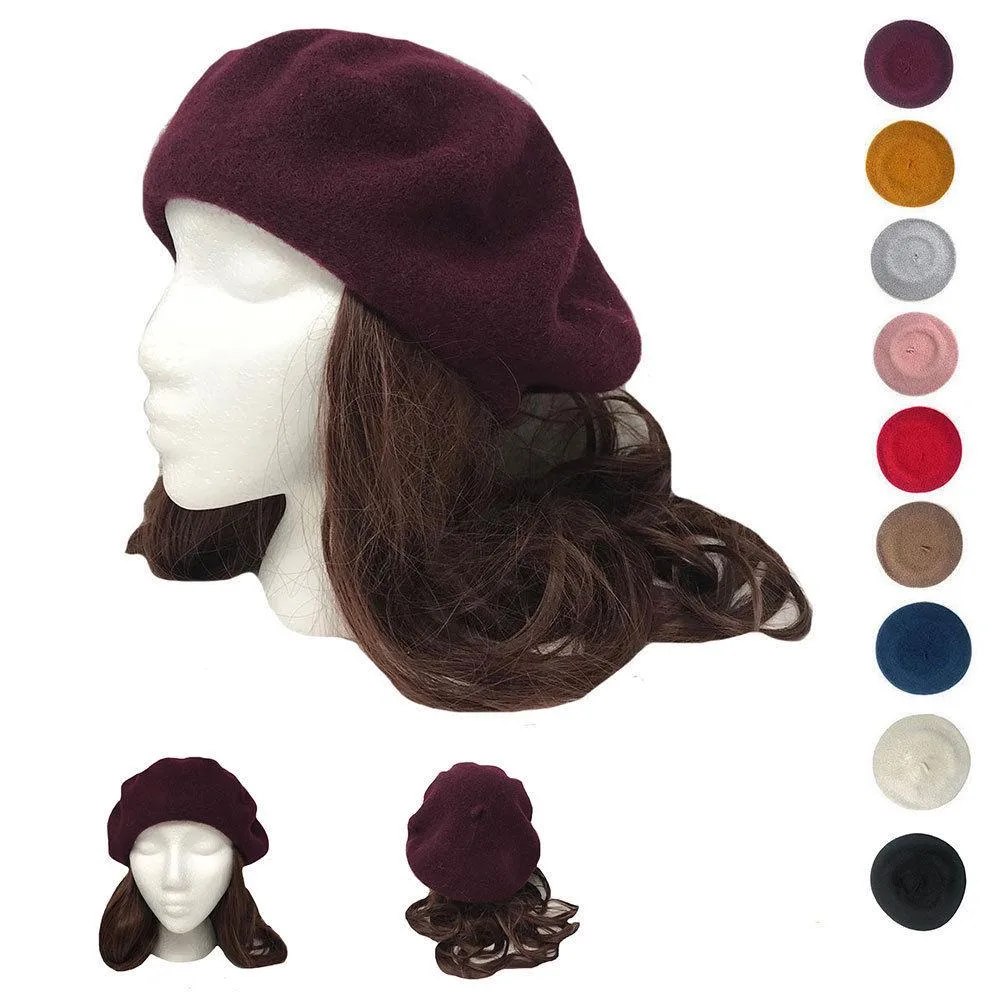 Casaba Women's Wool Warm Beret French Style Artsy Lightweight Fashion Hats Caps