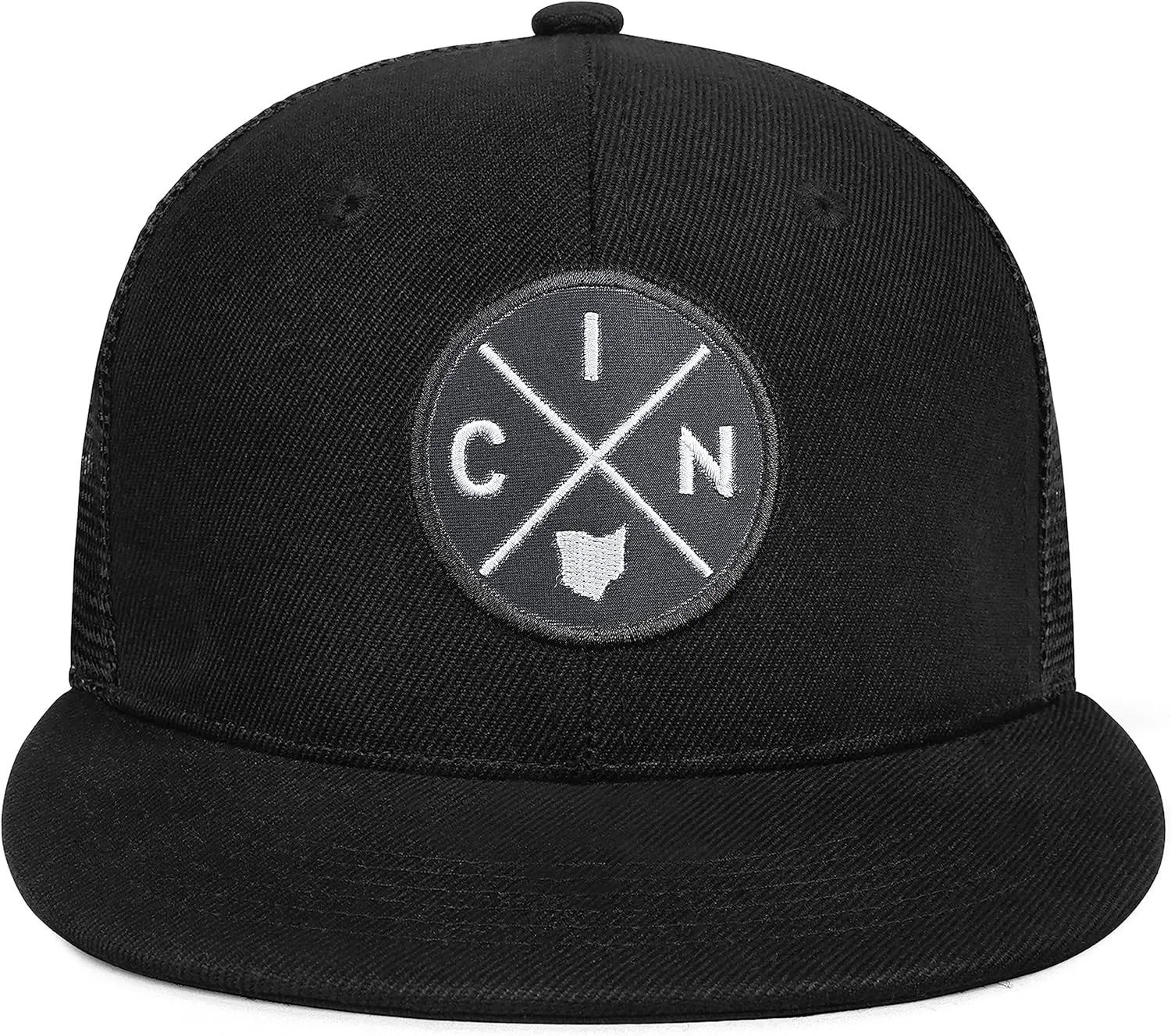 City Flat Brim Snapback Trucker Hat Mesh Hip Hop Flat Bill hat for Men & Women Unite State Adjustable Baseball Cap