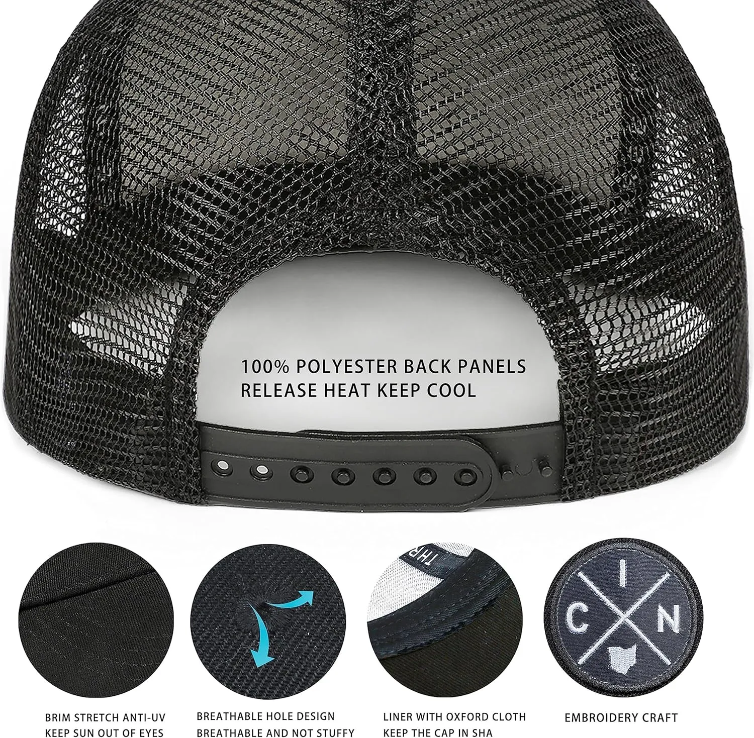 City Flat Brim Snapback Trucker Hat Mesh Hip Hop Flat Bill hat for Men & Women Unite State Adjustable Baseball Cap