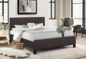 Contrast Stitching Espresso PU Bed