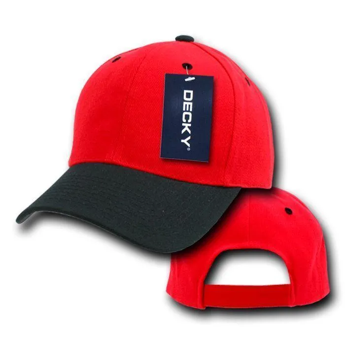 Decky Deluxe Polo Dad Baseball Hats Caps Hook Loop Closure Solid Two Tone Colors