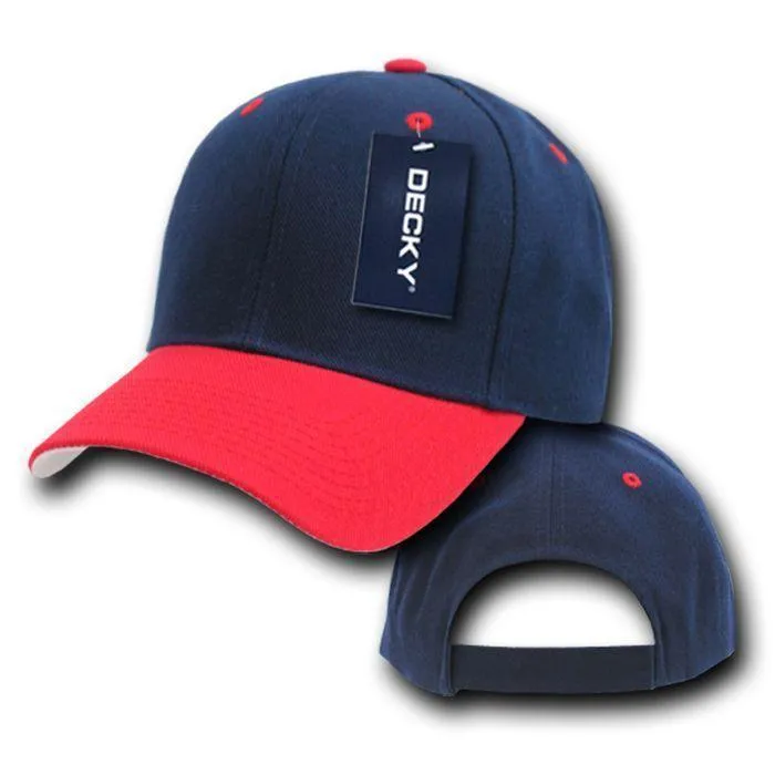 Decky Deluxe Polo Dad Baseball Hats Caps Hook Loop Closure Solid Two Tone Colors