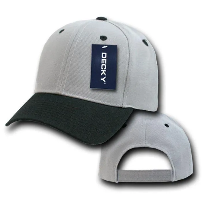 Decky Deluxe Polo Dad Baseball Hats Caps Hook Loop Closure Solid Two Tone Colors