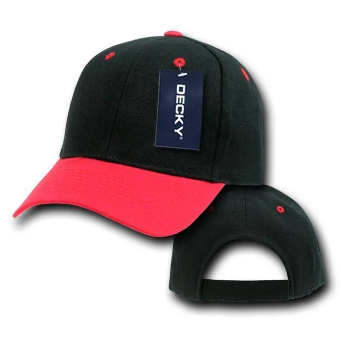 Decky Deluxe Polo Dad Baseball Hats Caps Hook Loop Closure Solid Two Tone Colors