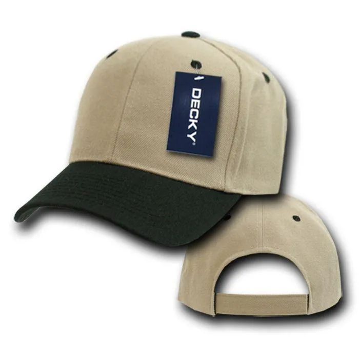 Decky Deluxe Polo Dad Baseball Hats Caps Hook Loop Closure Solid Two Tone Colors