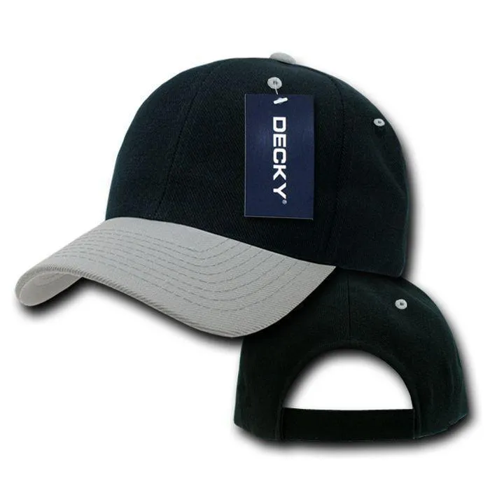 Decky Deluxe Polo Dad Baseball Hats Caps Hook Loop Closure Solid Two Tone Colors